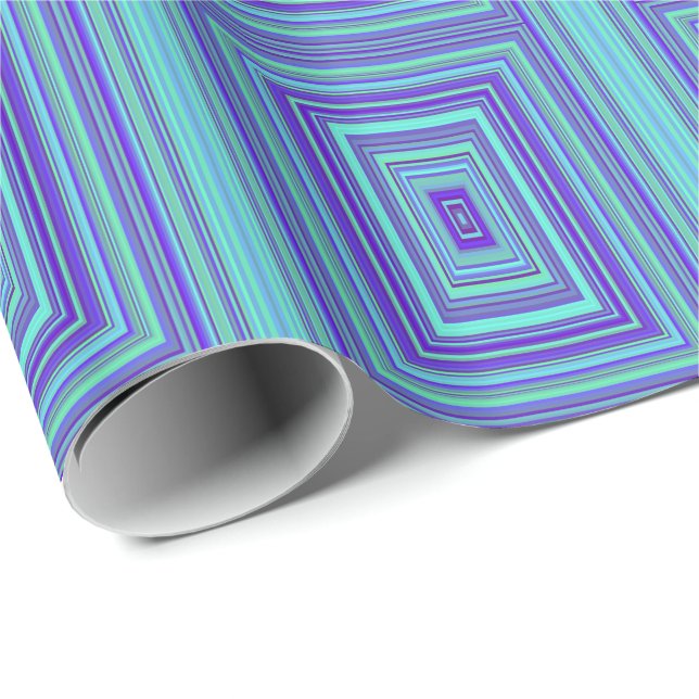 Blaue Lila grüne Rechtecke Geometrische Kunst Geschenkpapier (Rolleneckpunkt)