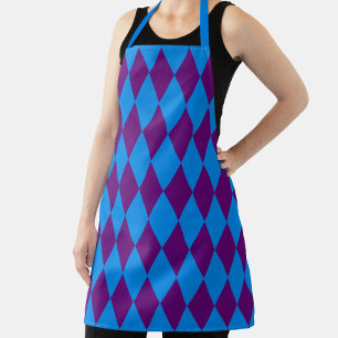 Blaue Lila Harlekin Karomuster Design Schürze