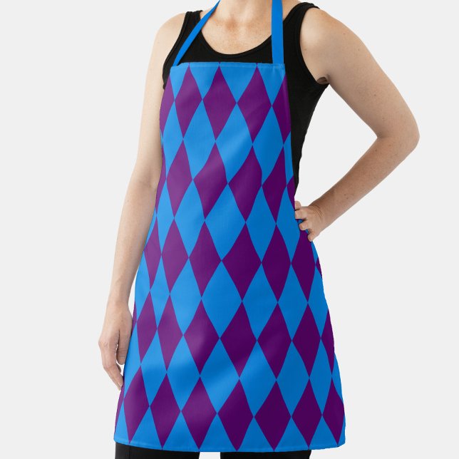 Blaue Lila Harlekin Karomuster Design  Schürze (Von Creator hochgeladen)