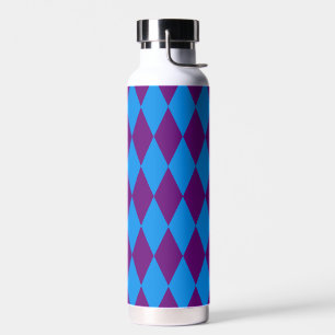 Blaue Lila Harlekin Karomuster Trinkflasche