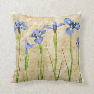 Blaue Lila Iris Blume Brauner Hintergrund Blumenbe Kissen