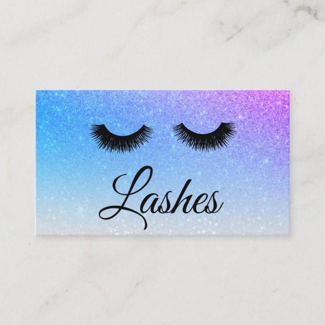 *~* BLAUE LILA Lashes Girly Glitzer Visitenkarte (Vorderseite)