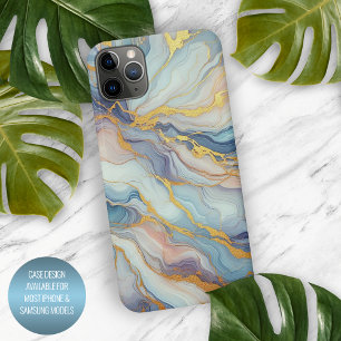 Blaue Lila Mauve-Pink-Gold-Marmor-Kunstmuster iPhone 15 Pro Max Hülle