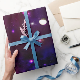 Blaue lila Mitternachtsgalaxie Geschenkpapier