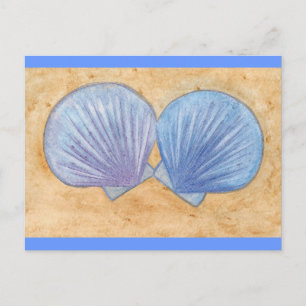 Blaue Lila Muscheln im Sand Postkarten