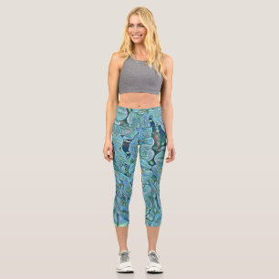 Blaue lila niedliche Orchideen-Blume Capri Leggings
