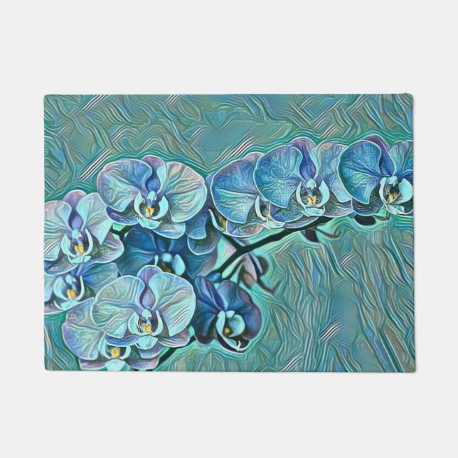 Blaue lila niedliche Orchideen-Blume Fußmatte (Vorderseite)