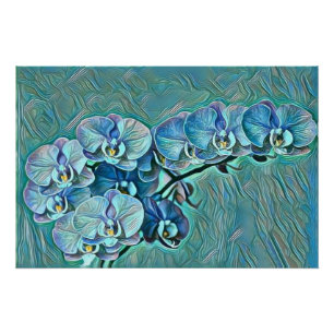 Blaue lila niedliche Orchideen-Blume Poster