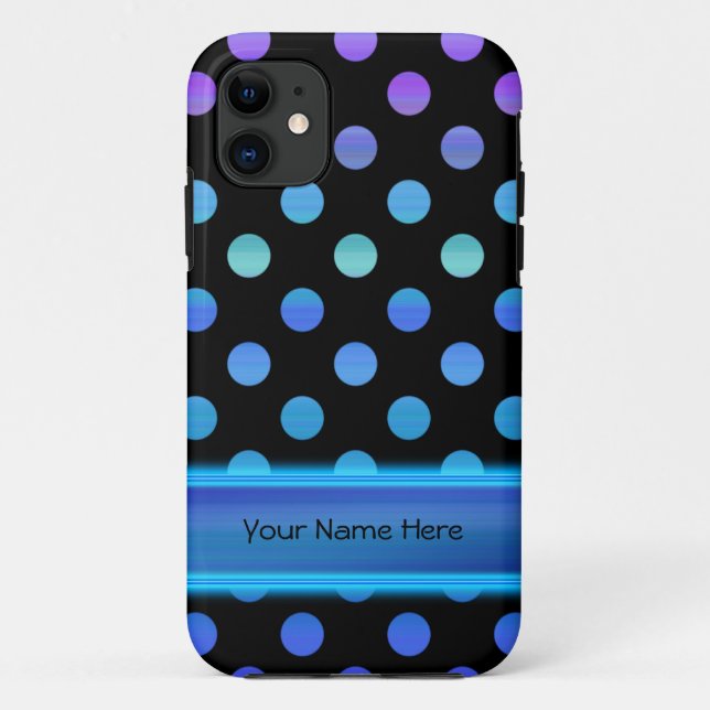 Blaue lila Punkte auf Schwarzem Case-Mate iPhone Hülle (Rückseite)