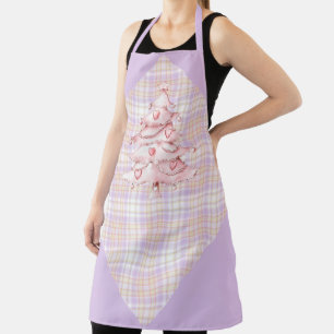 Blaue Lila Rosa Kariert und Weihnachts-Candy-Canes Schürze
