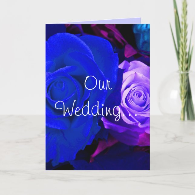 Blaue Lila Rose Einladung (Vorderseite)