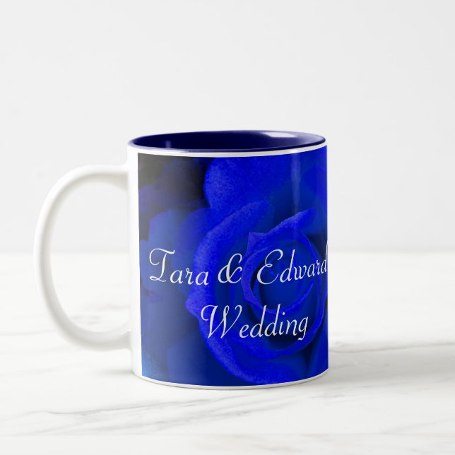 Blaue Lila Rose Zweifarbige Tasse (Links)