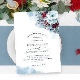 Blaue, Lila, rot-florale Himmelsblüten Hochzeit Einladung