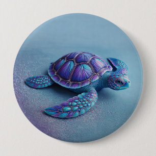 Blaue Lila Schildkröte Farbige Meeresschildkröte Button