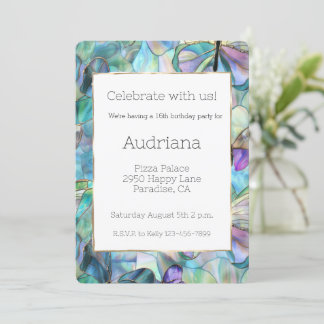 Blaue Lila Schmetterlinge 16. Geburtstag Einladung