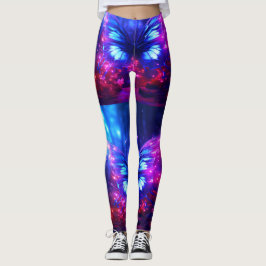 Blaue + Lila Schmetterlinge auf einer angepassten  Leggings