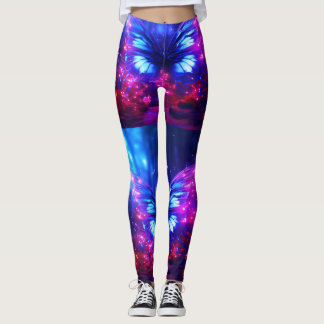 Blaue + Lila Schmetterlinge auf einer angepassten Leggings