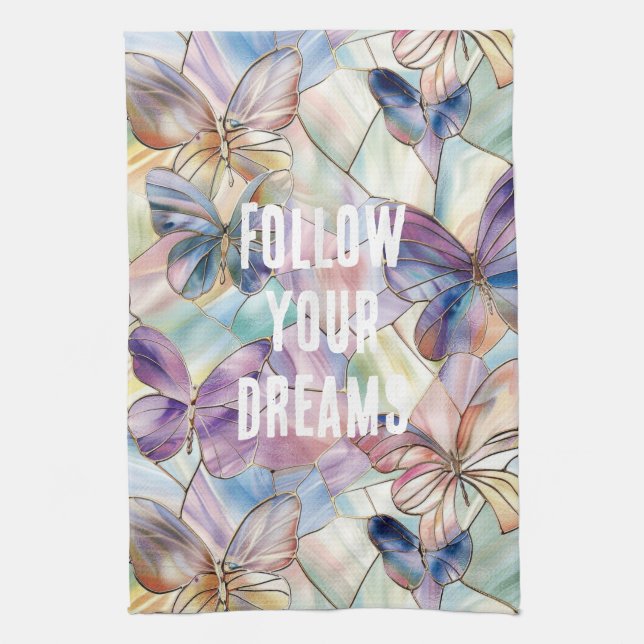 Blaue Lila Schmetterlinge Geschirrtuch (Vertikal)