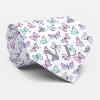 Blaue Lila Schmetterlingsmuster Hochzeit Krawatte
