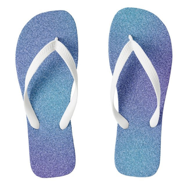 Blaue Lila strahlende Glitzer, Paar aus Flip Flops (Fußbett)