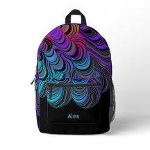 Blaue, Lila und graue Blüten auf schwarz