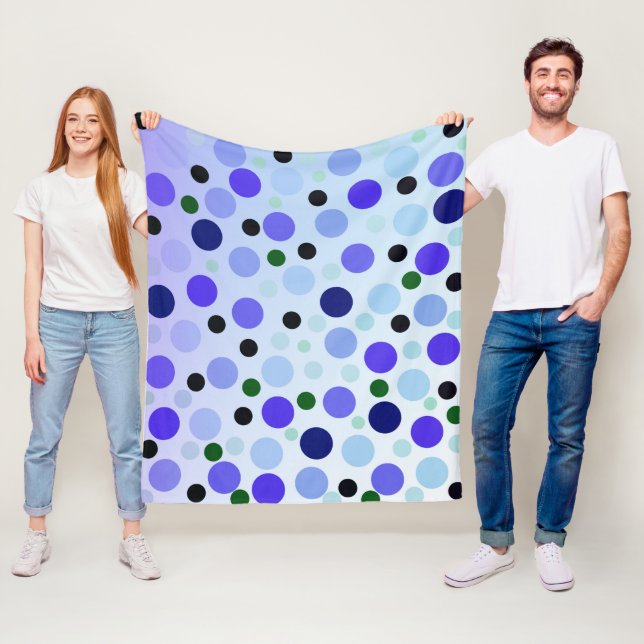 blaue Lila und grüne Polka-Punkte, Fleecedecke (Beispiel)
