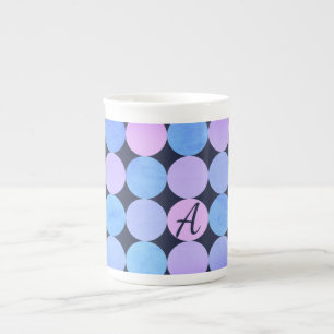 Blaue Lila- und Rosa-Kreismonogramm Prozellantasse
