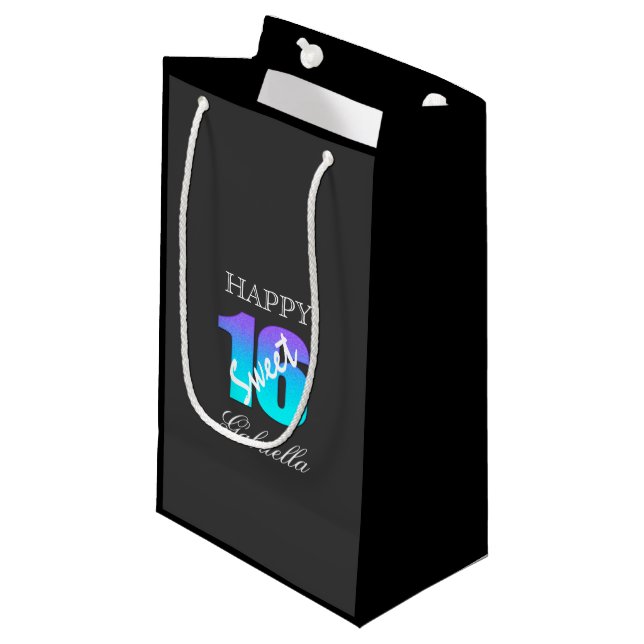 Blaue lila und schwarze Geschenk-Tasche des Kleine Geschenktüte (Vorderseite Schrägansicht)