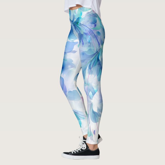 Blaue Lila und weiße Blume Leggings (Links)