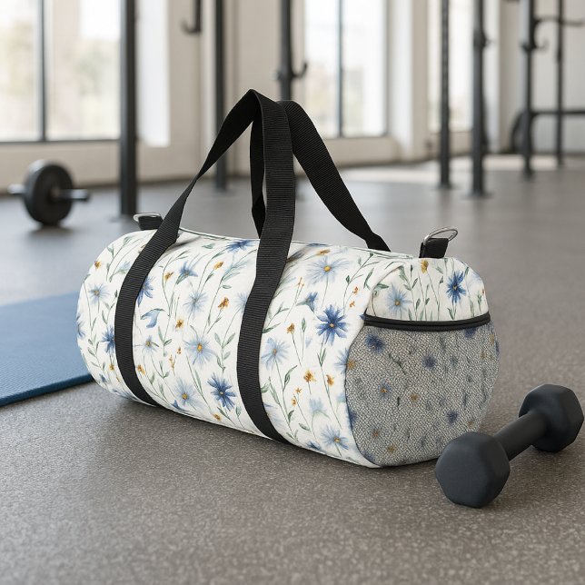 Blaue Lila Wasserfarbe Wildblume Duffle Bag (Von Creator hochgeladen)