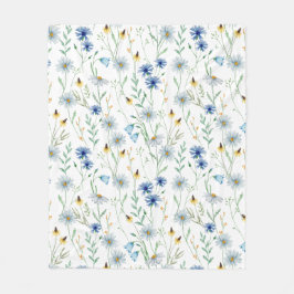Blaue Lila Wasserfarbe Wildblume Fleecedecke