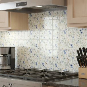 Blaue Lila Wasserfarbe Wildblume Fliese