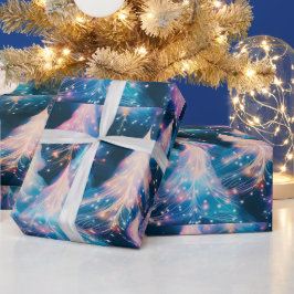 Blaue Lila Weiße Bäume Moderne Weihnachten Geschenkpapier