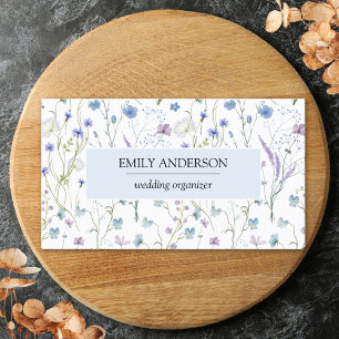 Blaue Lila Wildblumen Blumenmuster Geschäft Telefonnummerkarte