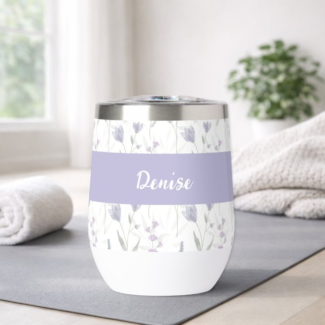 Blaue Lila Wildblumen-Wasserfarbe-Monogramm-Name (Von Creator hochgeladen)