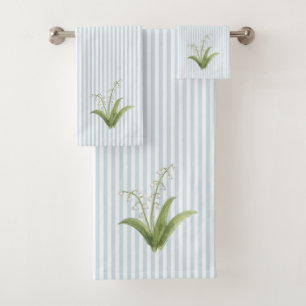 Blaue Lilie des Tals, Gemälde Blaue Streifen Badhandtuch Set