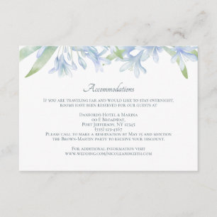 Blaue Lilien Aquarell-Hochzeit Begleitkarte