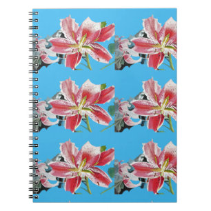 Blaue Lilien-Blumen-Blumen Floral Blumen Notizbuch Notizblock