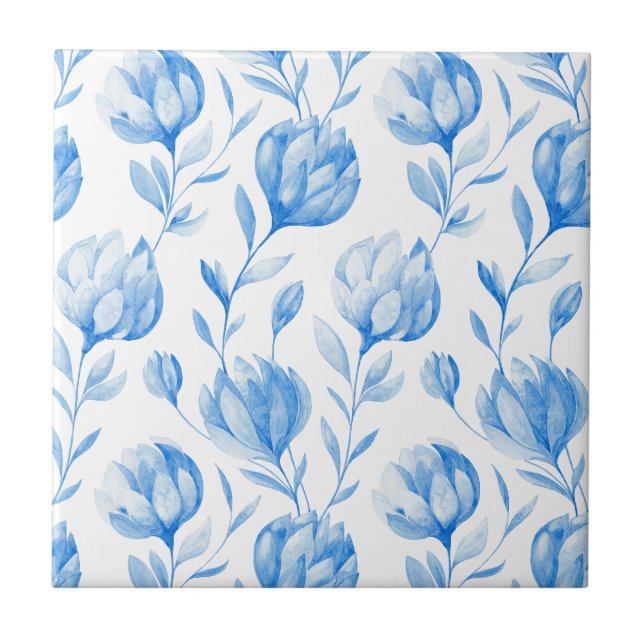Blaue Lilien Fliese (Vorderseite)