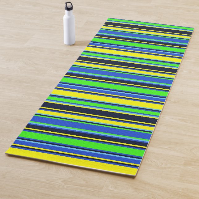 Blaue, Limone und gelbgestrickte Yoga-Mat Yogamatte (Beispiel)