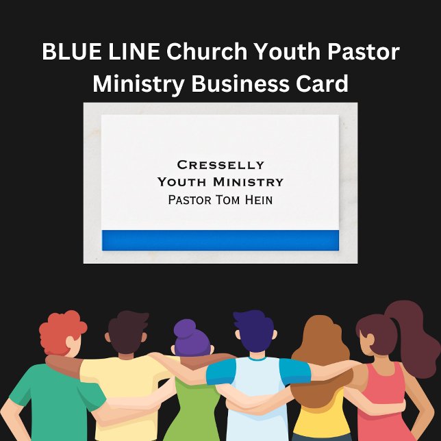BLAUE LINE Kirche Jugend Pastor Ministerium für Ku Visitenkarte (BLUE LINE Church Youth Pastor Ministry Business Card)