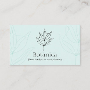 Blaue Linie Chic Minimalistisches Blattfarn-Blumen Visitenkarte