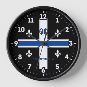 Blaue Linie der Quebec-Flagge Fleur de Lys auf Uhr