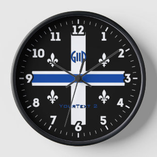 Blaue Linie der Quebec-Flagge Fleur de Lys auf Uhr