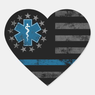 Blaue Linie EMT Sanitäter Vintage Amerikanische Fl Herz-Aufkleber