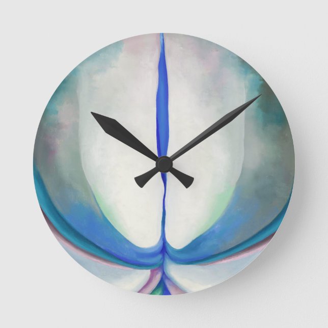 Blaue Linie | Georgia O'Keeffe | Runde Wanduhr (Vorderseite)