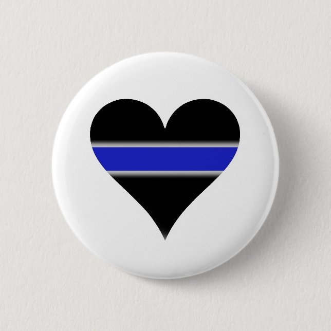 Blaue Linie Herz Button (Vorderseite)