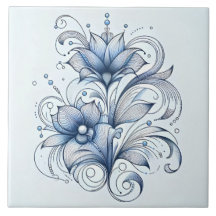 Blaue Linie Kunst Abstrakte Blume Dekoration