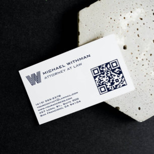 BLAUE LINIE MONOGRAMM MÄNNLICH QR ANWALT BUCHHALTE VISITENKARTE