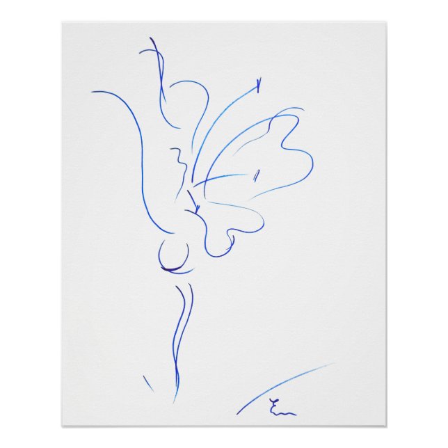 Blaue Linie, Reihe "Einfache Striche" Poster (Vorderseite)